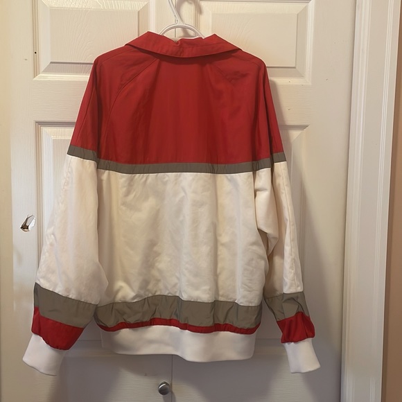 BURBERRY Logo Patch Zip-up Nylon Track Jacket In White Red Reflective oversize L - Picture 2 of 10